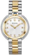 Bulova Damklocka 98R246 Diamond Silverfärgad/Gulguldtonat stål Ø35