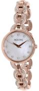 Bulova Damklocka 98L207 Crystal Vit/Roséguldstonat stål Ø28 mm