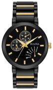 Bulova Herrklocka 98C124 Bracelet Svart/Gulguldtonat stål Ø45 mm