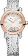 Chopard Damklocka 278590-6005 Happy Sport Vit/Läder Ø30 mm