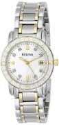 Bulova Damklocka 98R107 Diamond Vit/Gulguldtonat stål Ø26 mm