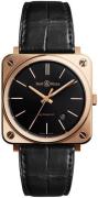 Bell & Ross BR-S-ROSE-GOLD Br S 92 Svart/Läder