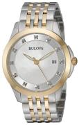 Bulova Damklocka 98P161 Diamond Vit/Gulguldtonat stål Ø36 mm