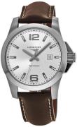 Longines Herrklocka L3.760.4.76.5 Conquest Silverfärgad/Läder Ø43