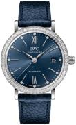 IWC Damklocka IW658602 Portofino Blå/Läder Ø37 mm