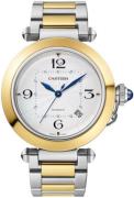 Cartier Herrklocka W2PA0009 Pasha De Silverfärgad/18 karat gult guld