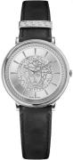 Versace Damklocka VE8101719 V Circle Silverfärgad/Läder Ø38 mm