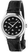 Gucci Damklocka YA1265055 G-Timeless Svart/Läder Ø32 mm