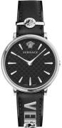 Versace Damklocka VE8104122 V Circle Svart/Läder Ø38 mm