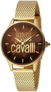 Just Cavalli Damklocka JC1L032M0115 Logo Brun/Gulguldtonat stål Ø34