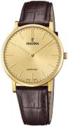 Festina 99999 Herrklocka F20016-2 Gulguldstonad/Läder Ø39 mm