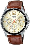 Casio 99999 Herrklocka MTP-1374L-9A2 Champagnefärgad/Läder Ø43.5 mm