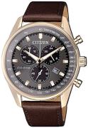 Citizen Chrono Herrklocka AT2393-17H Grå/Läder Ø40 mm