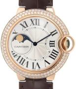 Cartier Damklocka WJBB0027 Ballon Blue Silverfärgad/Läder Ø37 mm