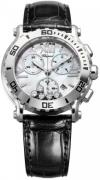 Chopard Damklocka 288499-3006 Happy Sport Chronographe Vit/Läder