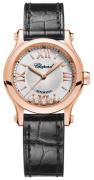 Chopard Damklocka 274893-5001 Happy Sport Silverfärgad/Läder Ø30 mm