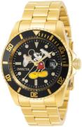 Invicta Herrklocka 32384 Disney Svart/Gulguldtonat stål Ø42 mm