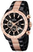 Festina Herrklocka F16888-1 Sport Svart/Roséguldstonat stål Ø44 mm