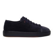 Santoni Suede Tennissneaker Blue, Herr