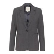 Part Two Grå Flannel Melange Blazer Gray, Dam