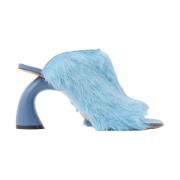 Dries Van Noten Stiliga Ponyhair Mules Blue, Dam