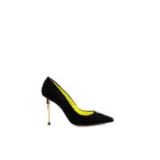 Elisabetta Franchi Svarta Sammet Diamantmönster Klackpumps Black, Dam