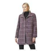 Junge Elegant Rutig Kappa med Knappar Purple, Dam