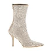 Paris Texas Glamorösa Rhinestone Ankelboots av Holly Mama Beige, Dam