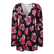 Marni Mångsidig Spinning Roses Print Blus Black, Dam