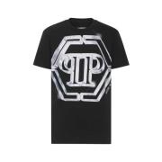 Philipp Plein Svart bomullst-shirt med ikoniskt logotyp Black, Herr
