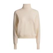 Bally Texturerad Ull Roll-Neck Tröja White, Dam