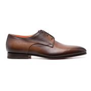 Santoni Cognacbruna Läder Derby Skor Brown, Herr