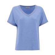 Le Tricot Perugia T-Shirts Blue, Dam