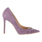 Elisabetta Franchi Läderhögklackade Skor Purple, Dam