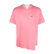 Comme des Garçons Logo-Patch Bomull T-Shirt med Asymmetrisk Hem Pink, ...