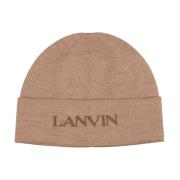 Lanvin Beige Ullhatt med Broderad Logotyp Brown, Dam