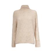 Le Tricot Perugia Dolcevita Stickad Tröja Beige, Dam