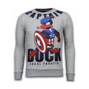 Local Fanatic Captain Duck Rhinestone - Man Tröja - 6008G Gray, Herr