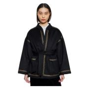 Antik Batik Belted Coats Black, Dam