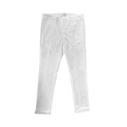 Dondup Stretch Gabardinebyxor - Storlek 40, Vit White, Herr