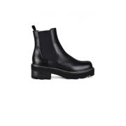 Gabriela Hearst Svarta Läder Chelsea Boots med Vit Sömn Black, Dam