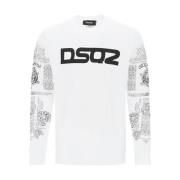 Dsquared2 Vit Långärmad T-Shirt White, Herr