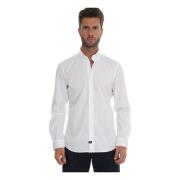 Fay Slim Fit Button-Down Casual Skjorta White, Herr