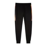 Paul Smith Svarta Sweatpants i Loop Bomull med Målad Randtryck Black, ...