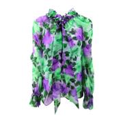 P.a.r.o.s.h. Blommig Fantasi Chiffongblus Green, Dam