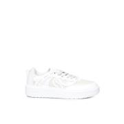 Stella McCartney Vita låga sneakers med logotryck White, Dam