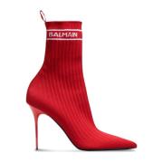 Balmain Skye stretch stickade ankelboots Red, Dam