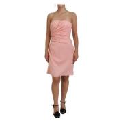 Dolce & Gabbana Pink Silk Stretch Strapless Sheath Dress Pink, Dam