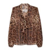 Dolce & Gabbana Skjorta med djurmotiv Brown, Dam