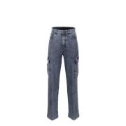 Moorer Japanska Denim Cargo Byxor Blue, Dam